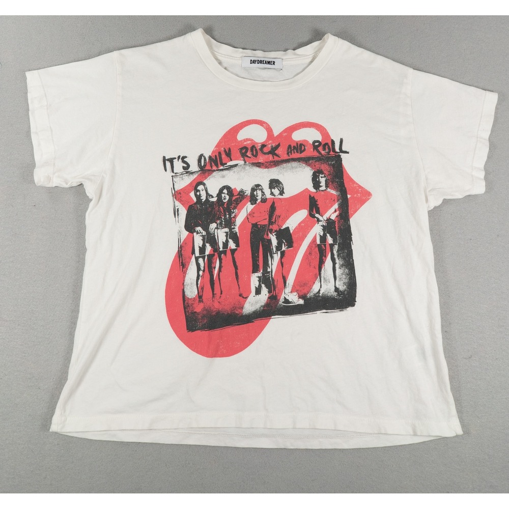 Daydreamer Rolling Stones Graphic T-Shirt Cotton Boxy White Small Band Tee